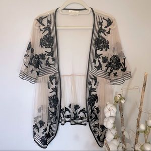 Forever 21 Boutique Boho Sheer Floral Kimono